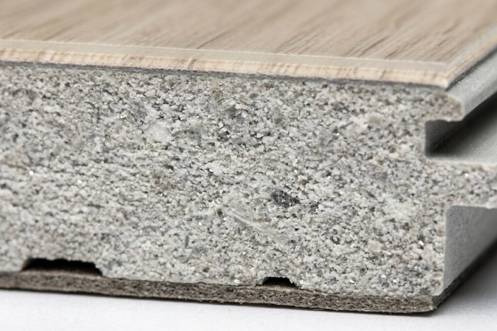 SPC flooring rigid stone plastic composite core cross-section