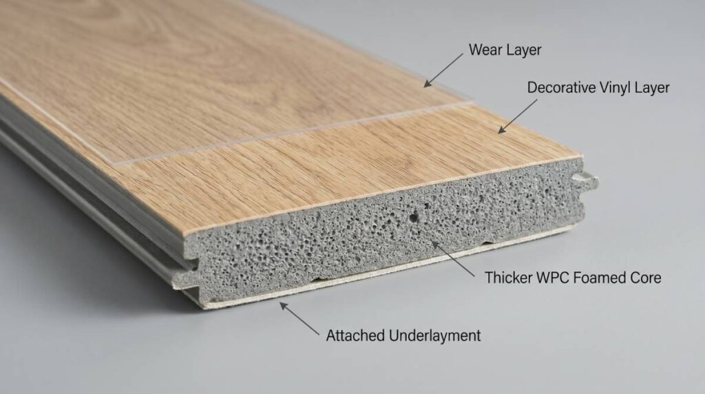 WPC hybrid flooring wood plastic composite core thickness comparison