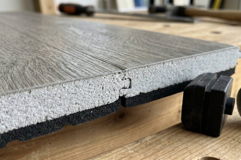 SPC hybrid flooring rigid core construction detail